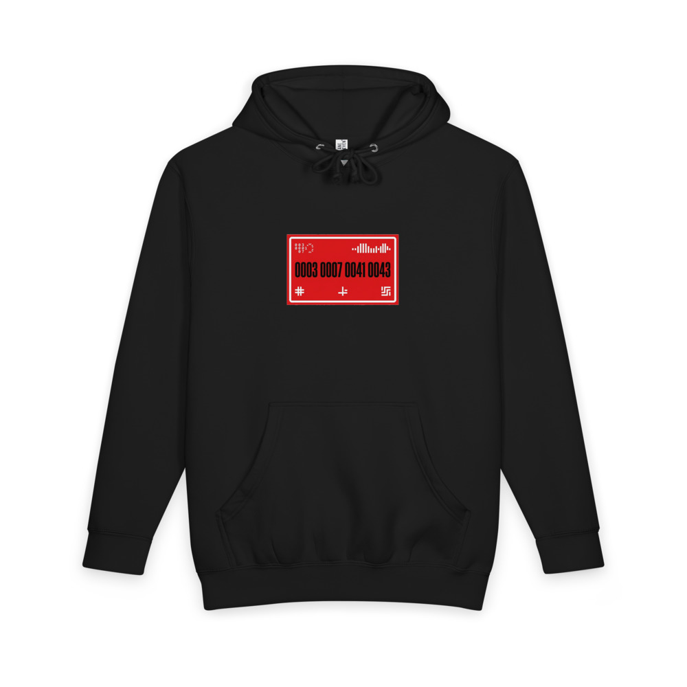 Kârthak "0003 0007 0041 0043" Heavyweight Hoodie — Signal Red Panel