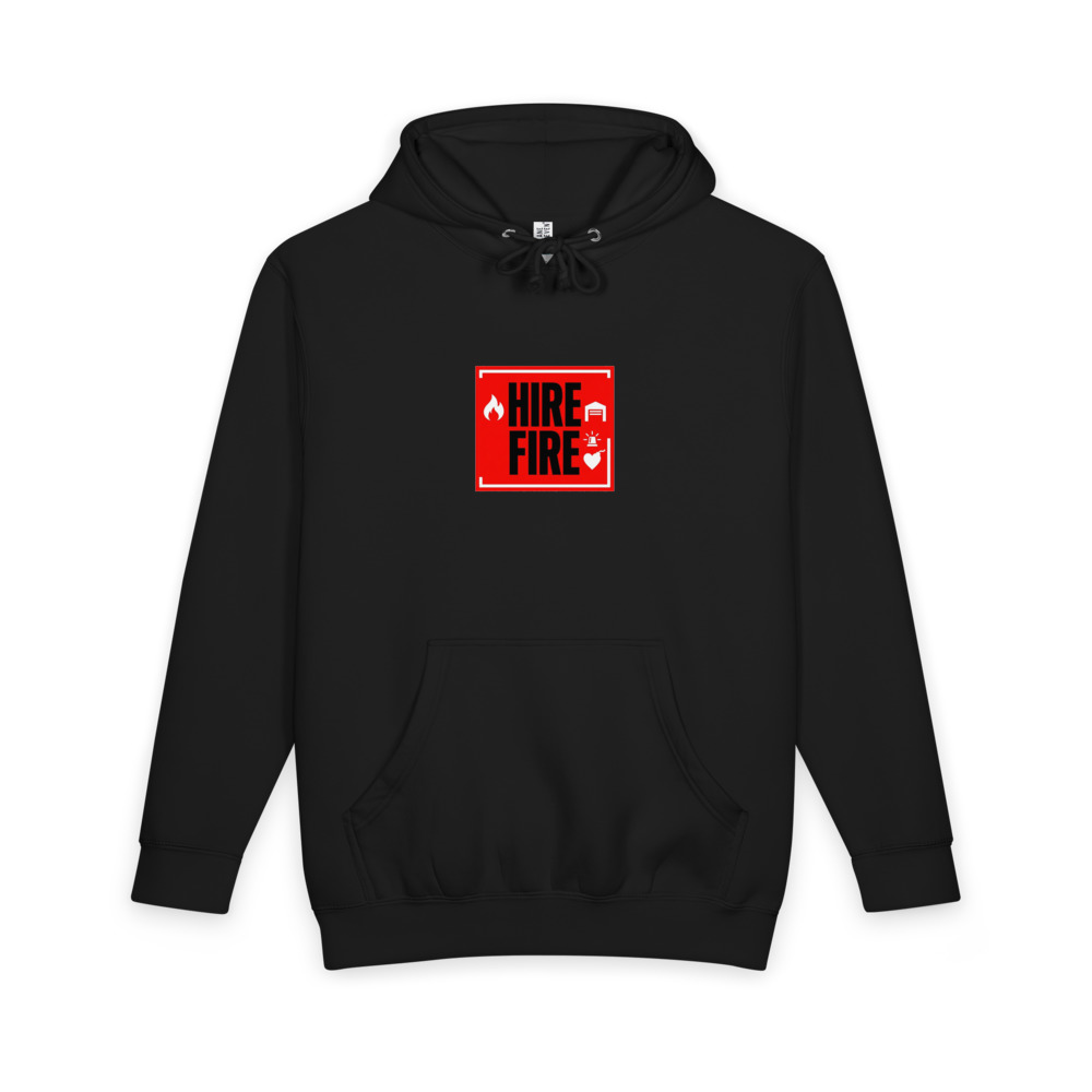 Dancefloor Arsonist HIRE FIRE Heavyweight Hoodie — Signal Red Panel